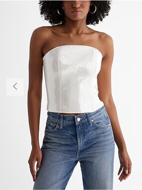 Express White Sequin Strapless Top - NWT